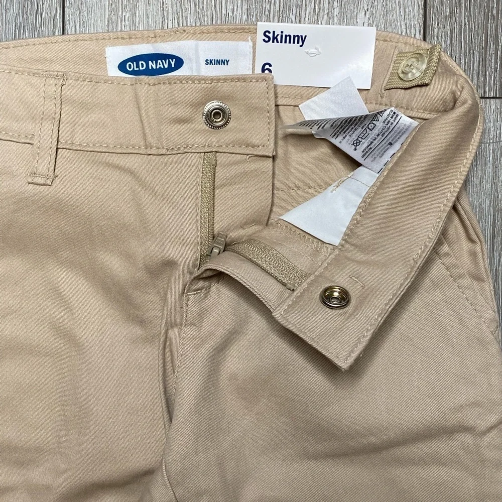 Old Navy Girl School Uniform Kaki Stretch Skinny Adjustable Waist Pants Size 6